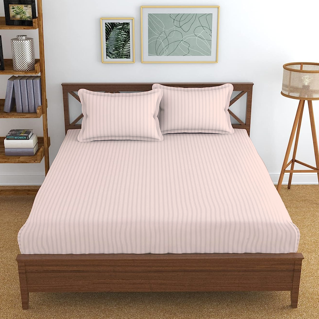 Peach Stripe Fitted Bedsheets