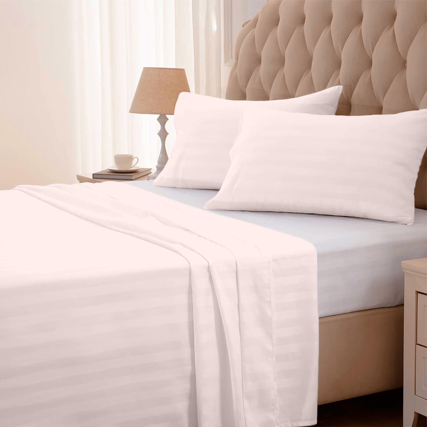 Peach Stripe Bed Sheets