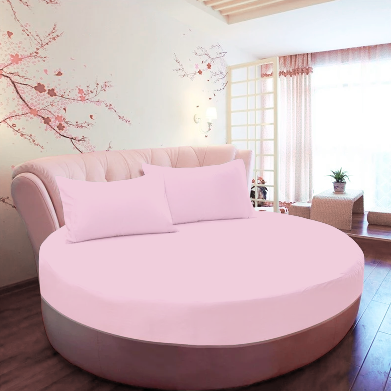Pink Round Fitted Bed Sheets