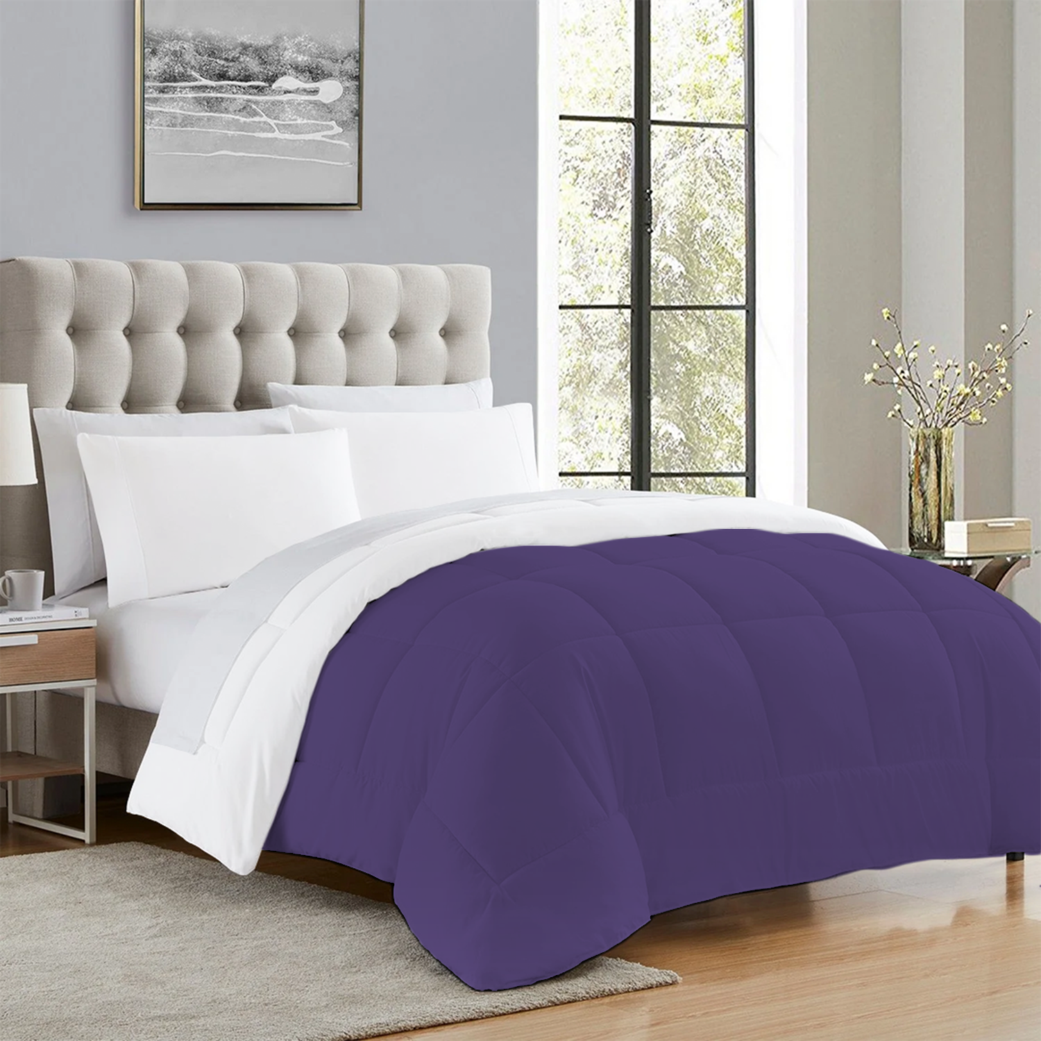 Purple and White Reversible Comforter