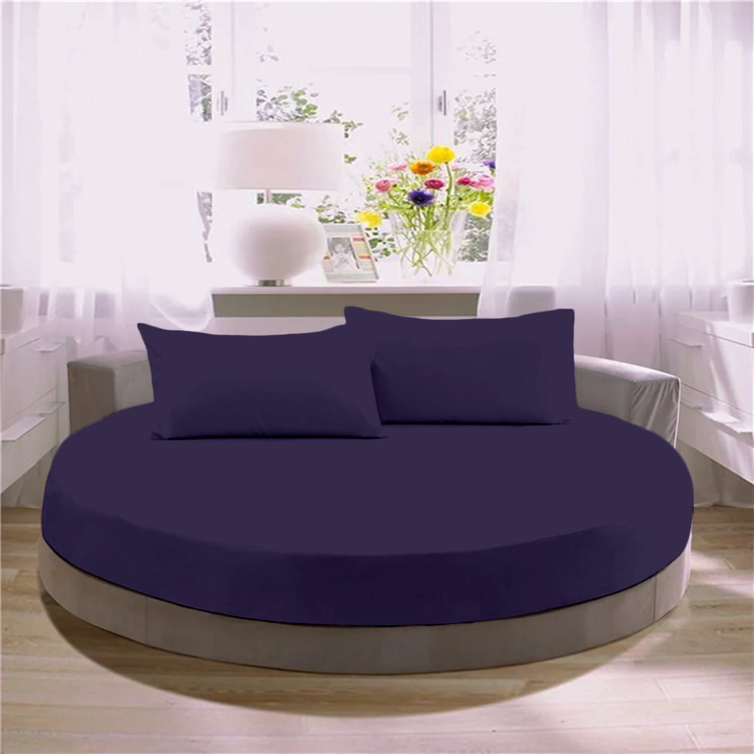 Purple Round Fitted Bed Sheets