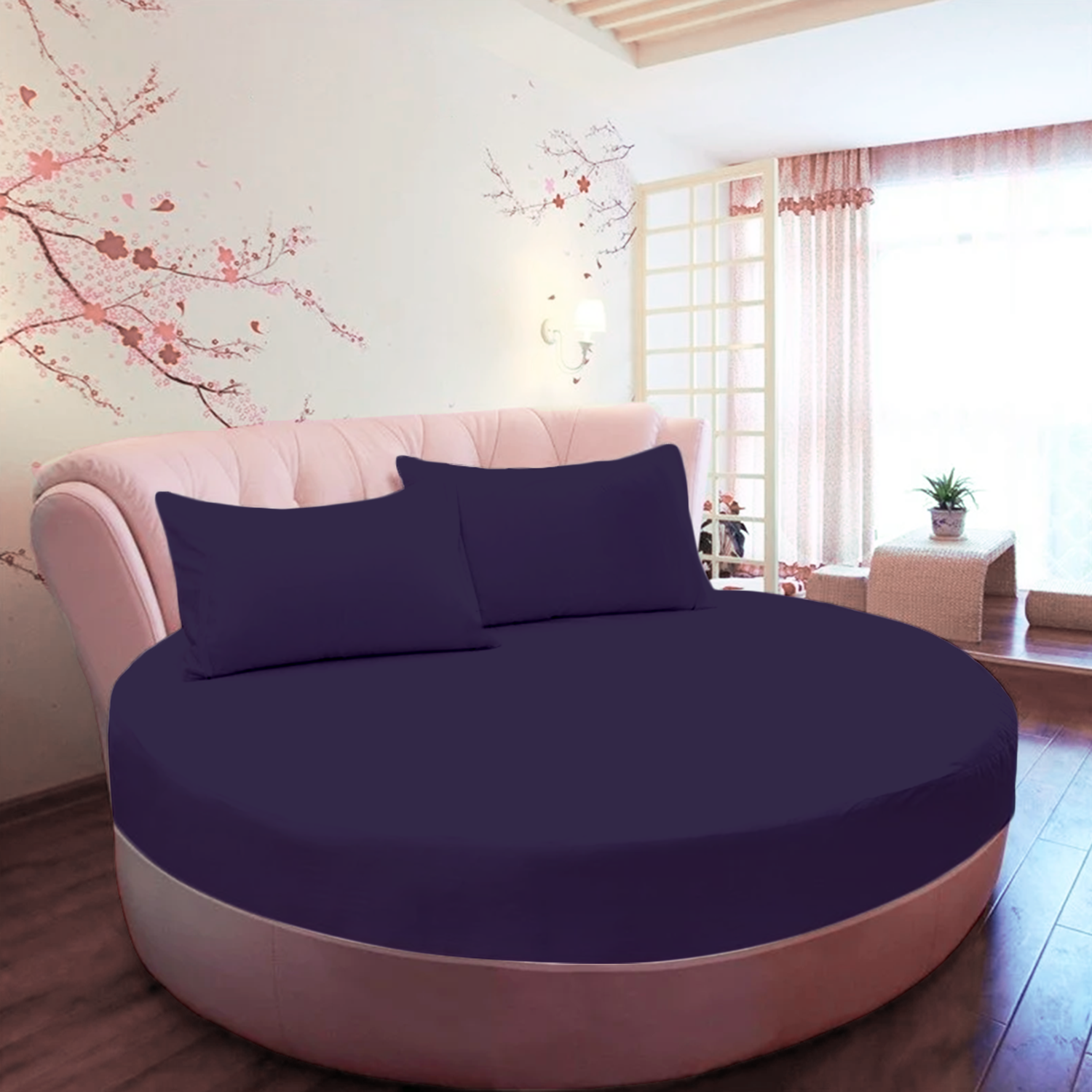 Purple Round Fitted Bed Sheets