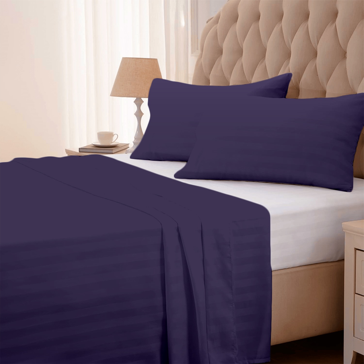 Purple Stripe Bed Sheets