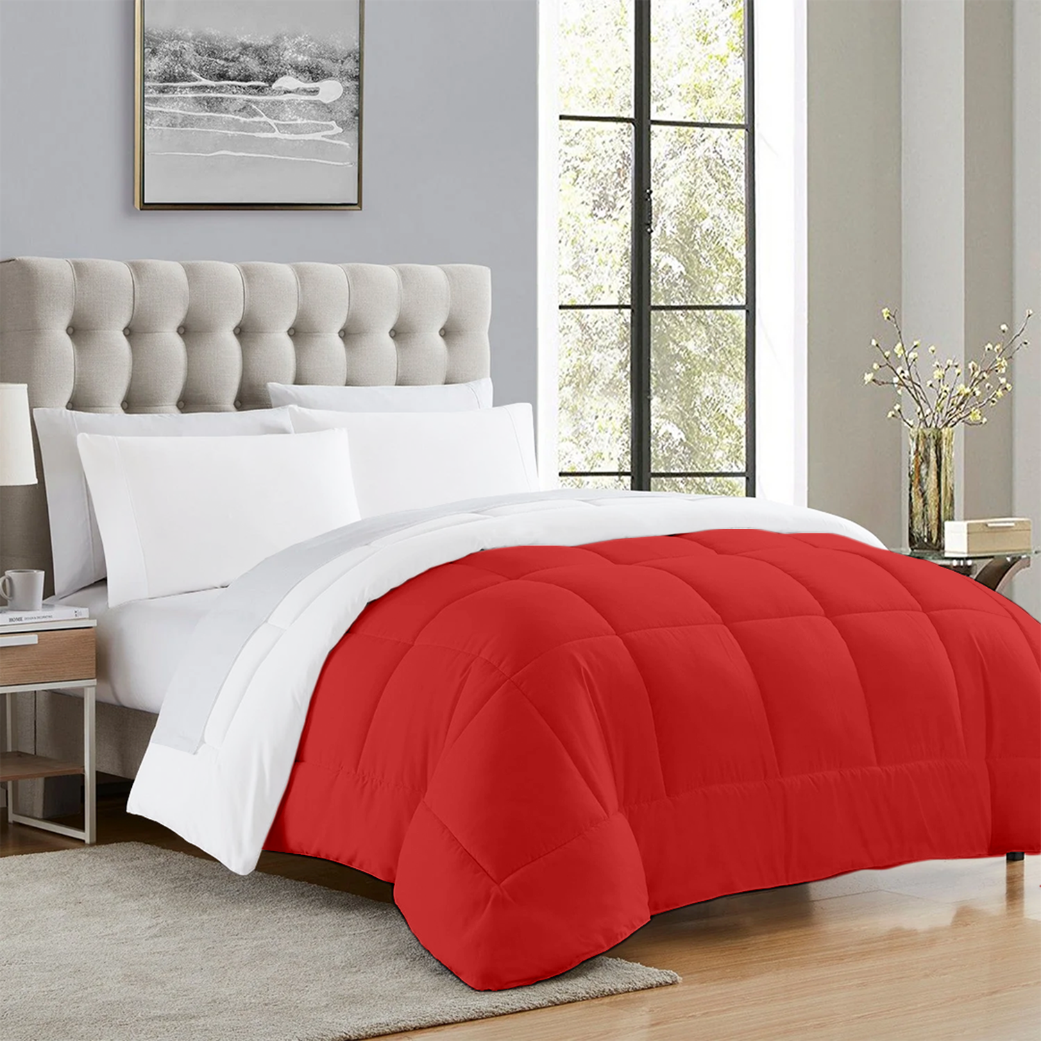 Red and White Reversible Comforter