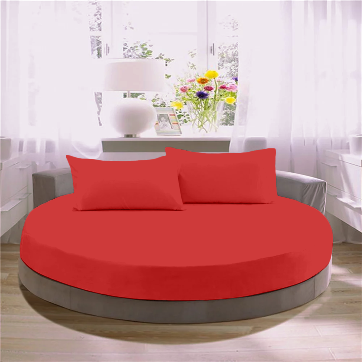 Red Round Fitted Bed Sheets