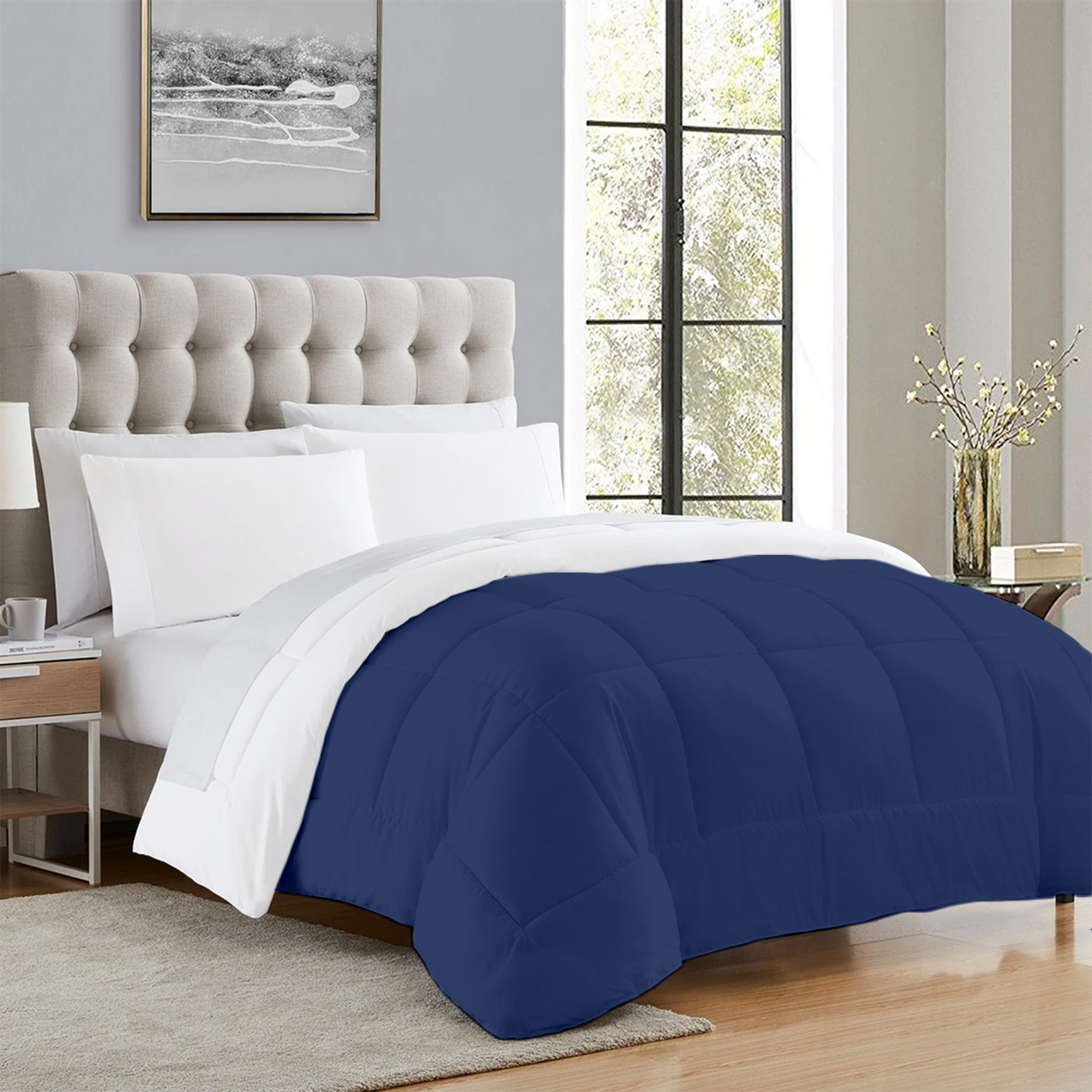 Royal Blue and White Reversible Comforter