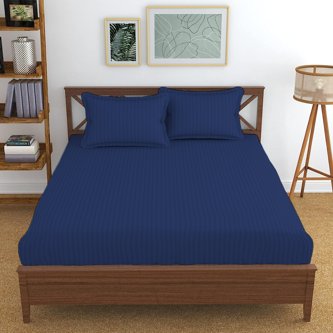 Royal Blue Stripe Fitted Bedsheets