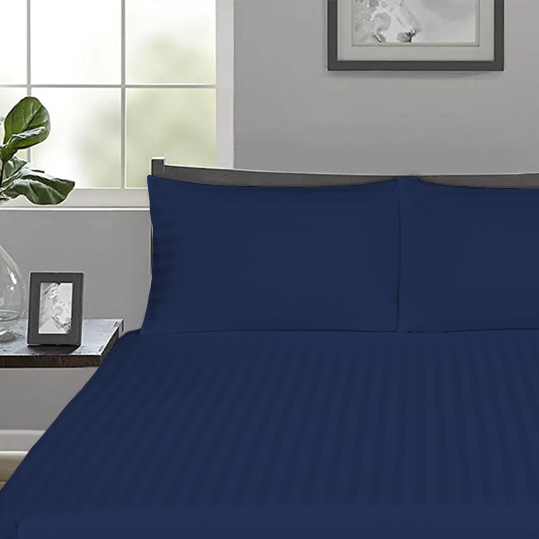 Royal Blue Stripe Fitted Bedsheets
