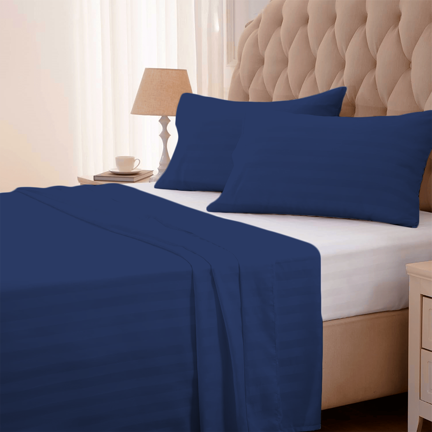 Royal Blue Stripe Bed Sheets