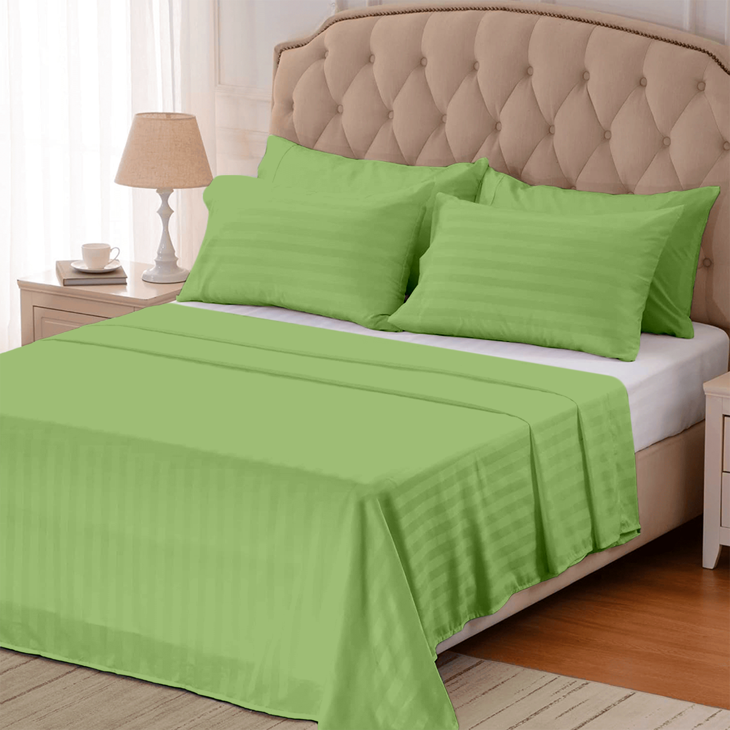Sage Green Stripe Bed Sheets