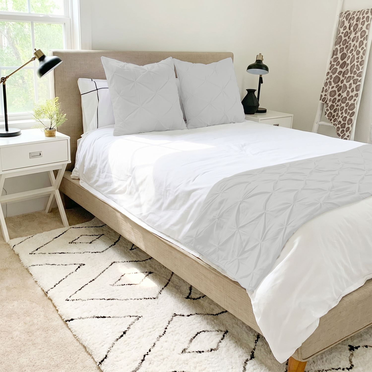 Light Grey Pinch Bed Runner