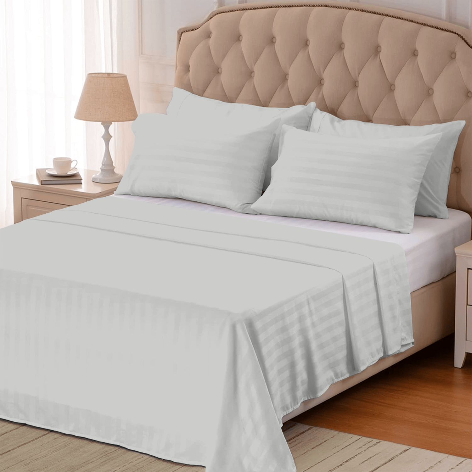 Light Grey Stripe Bed Sheets