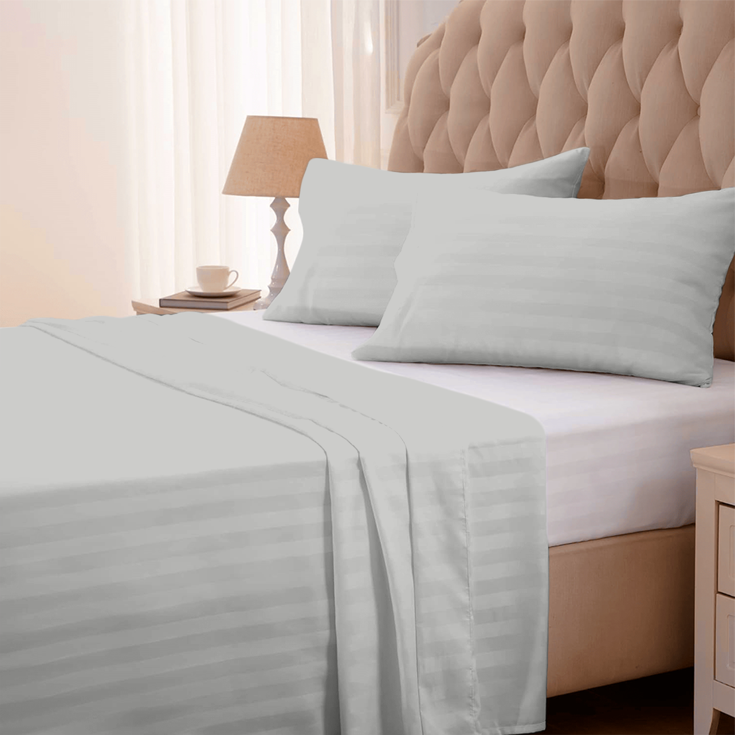 Light Grey Stripe Bed Sheets