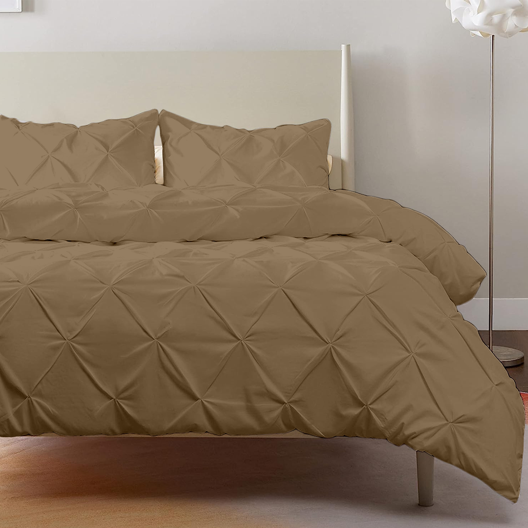Taupe Pintuck Duvet Cover
