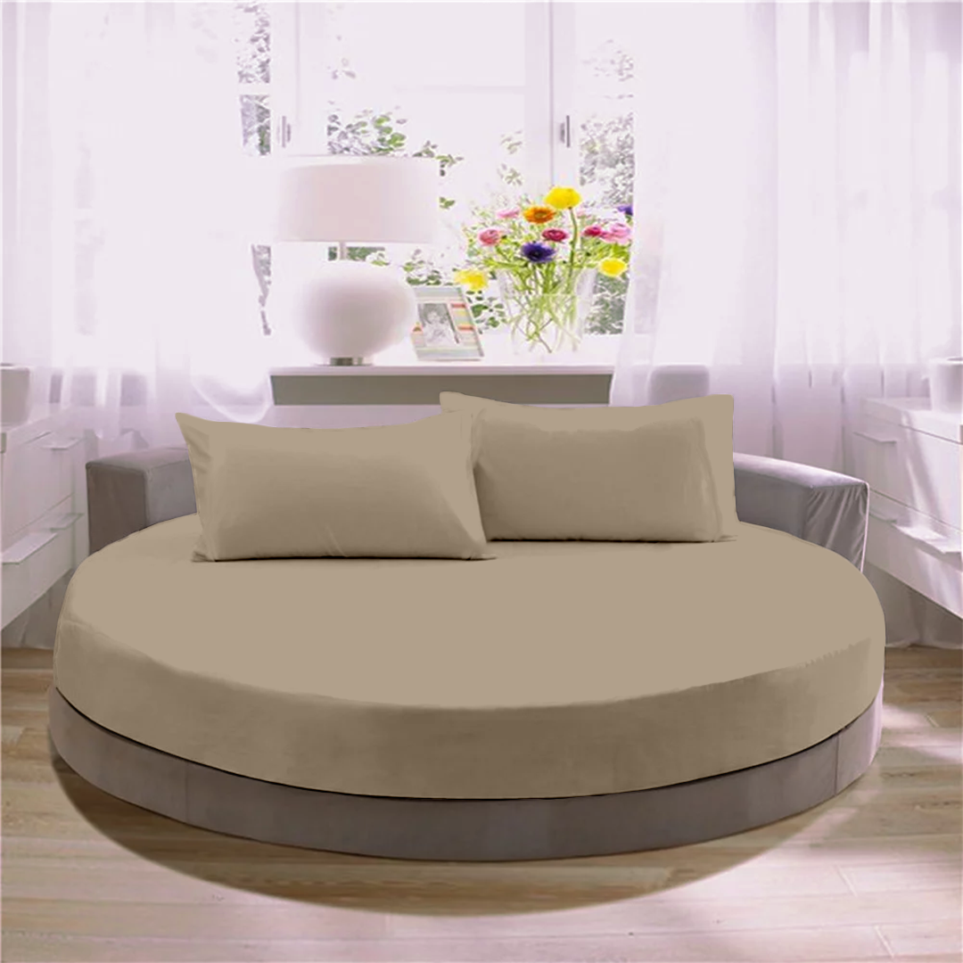 Taupe Round Fitted Bed Sheets
