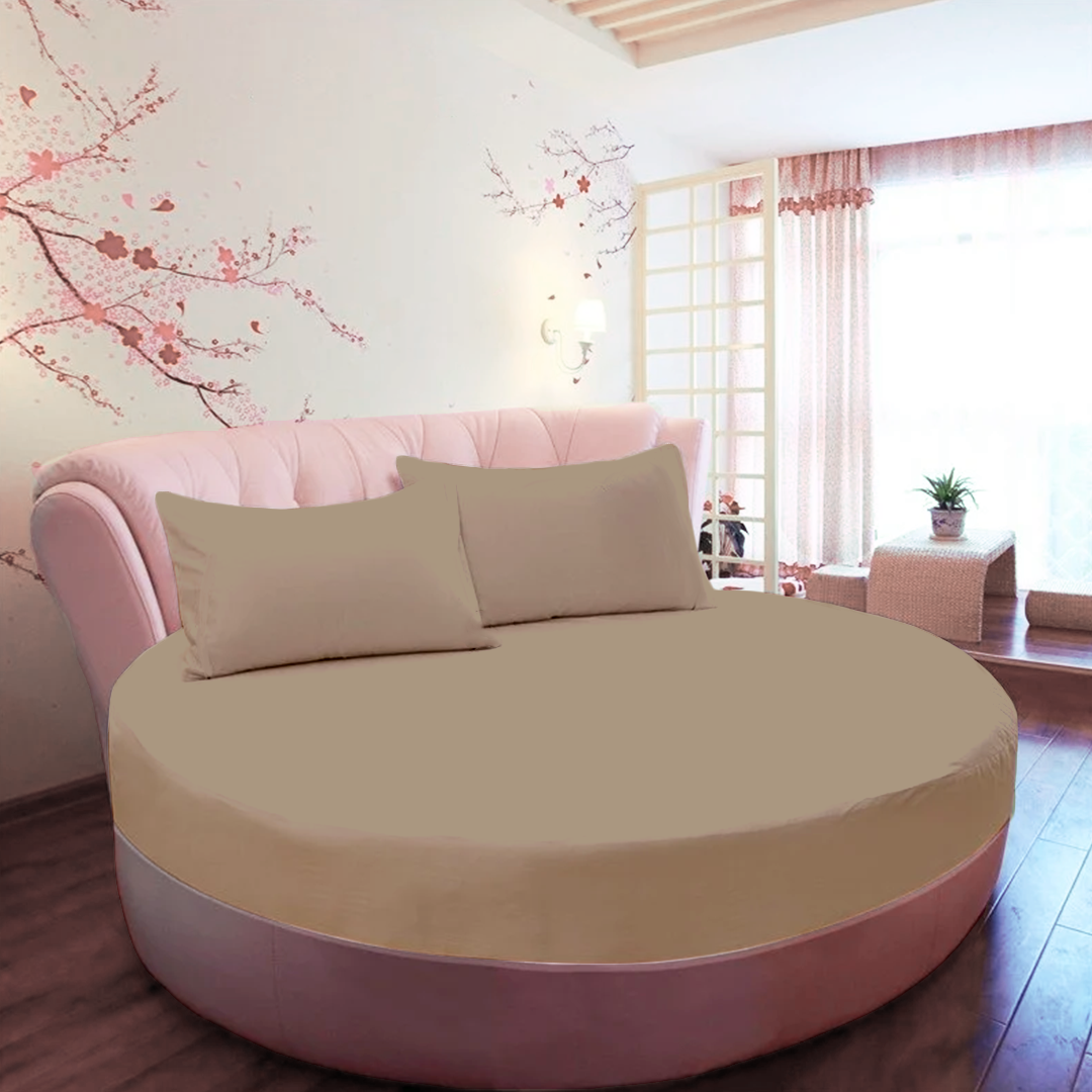 Taupe Round Fitted Bed Sheets