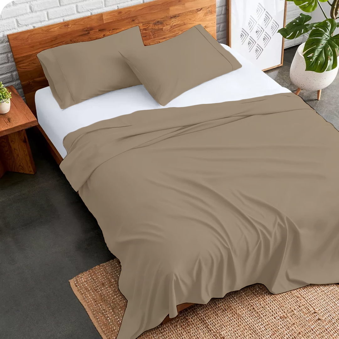 Flat Taupe Bed Sheets