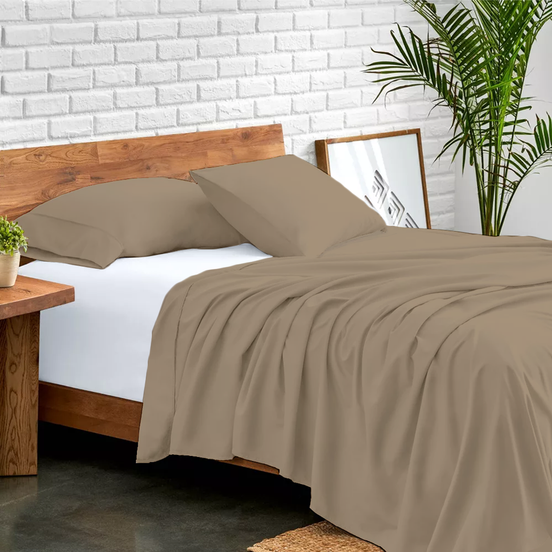 Flat Taupe Bed Sheets