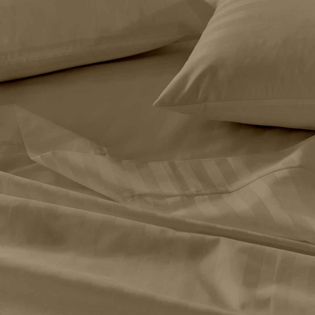 Taupe Stripe Bed Sheet Set