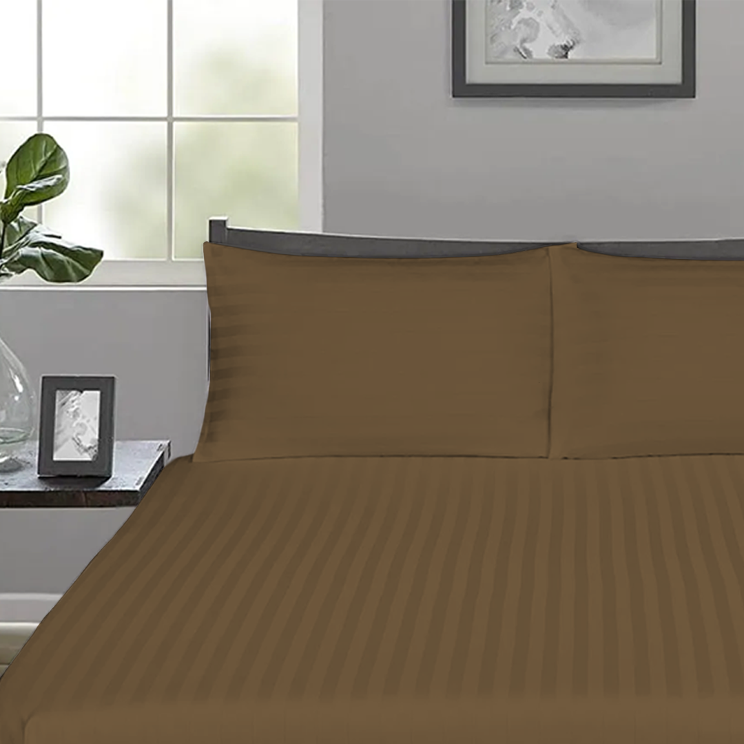 Taupe Stripe Fitted Bedsheets