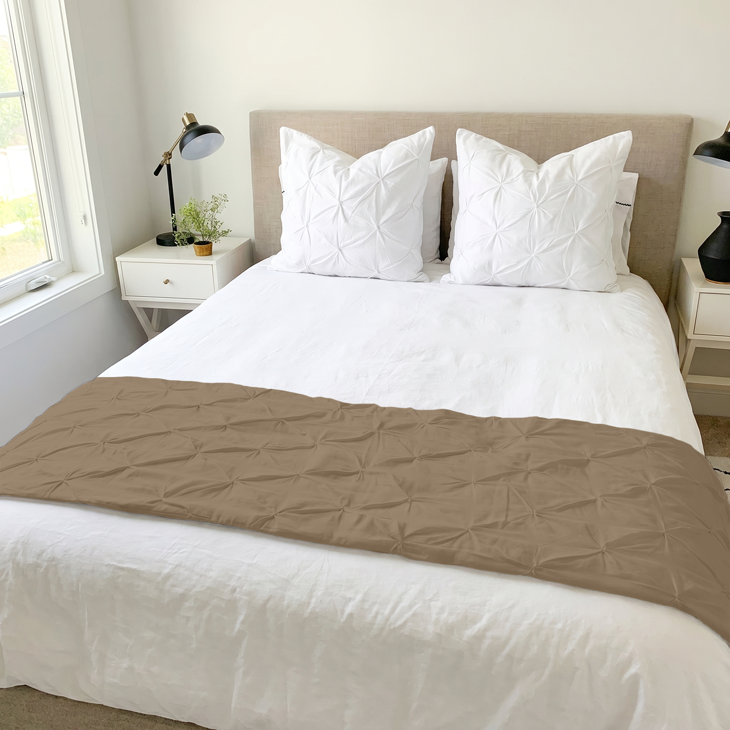 Taupe Pinch Bed Runner