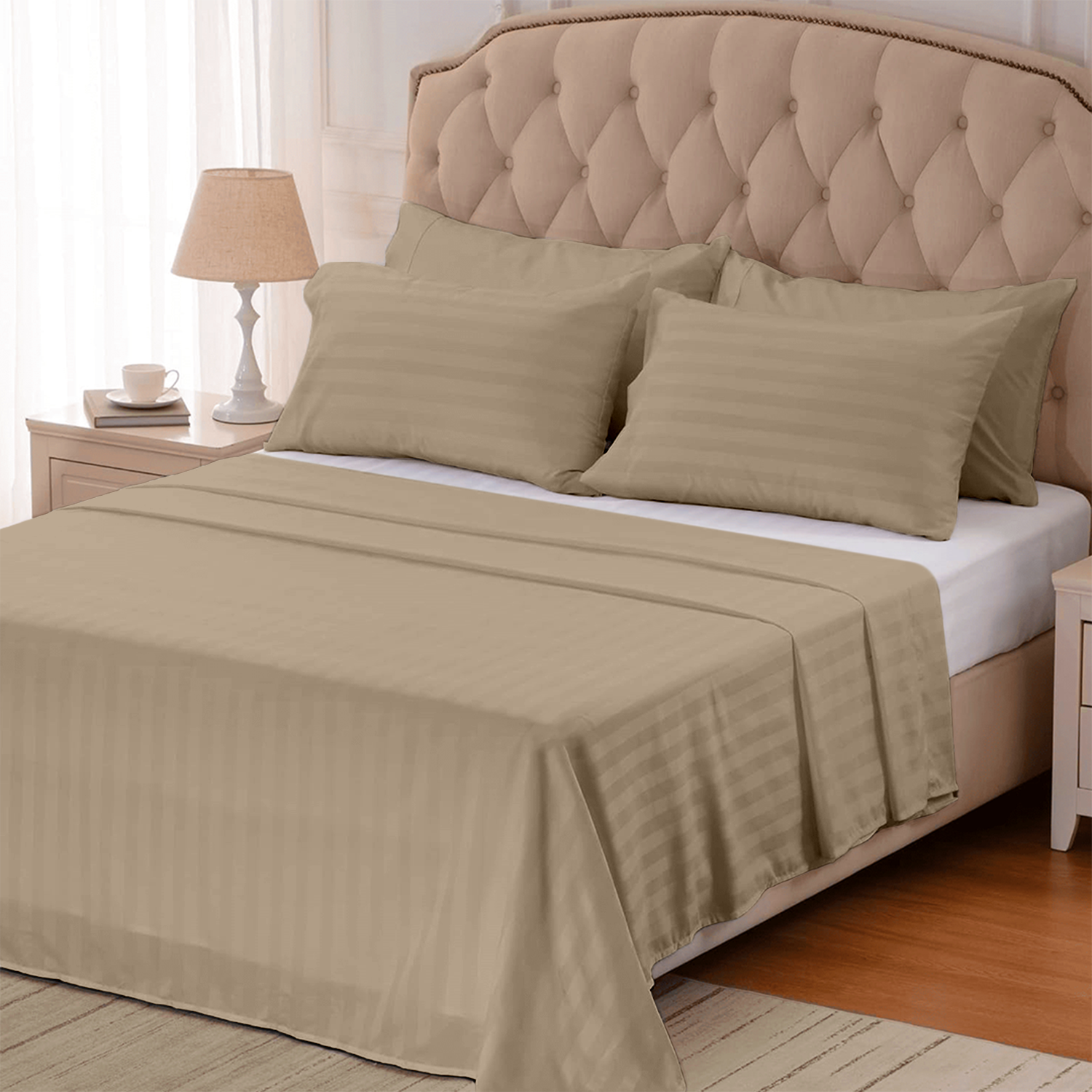 Taupe Stripe Bed Sheets