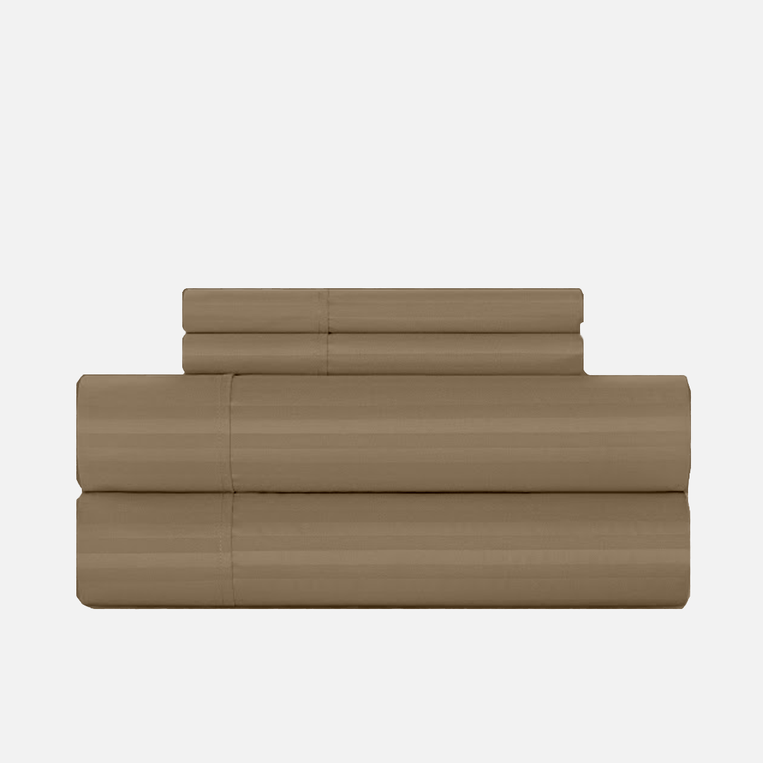 Taupe Stripe Bed Sheet Set