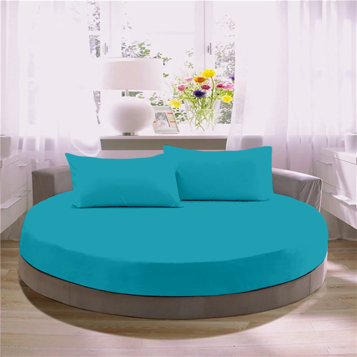 Turquoise Round Fitted Bed Sheets