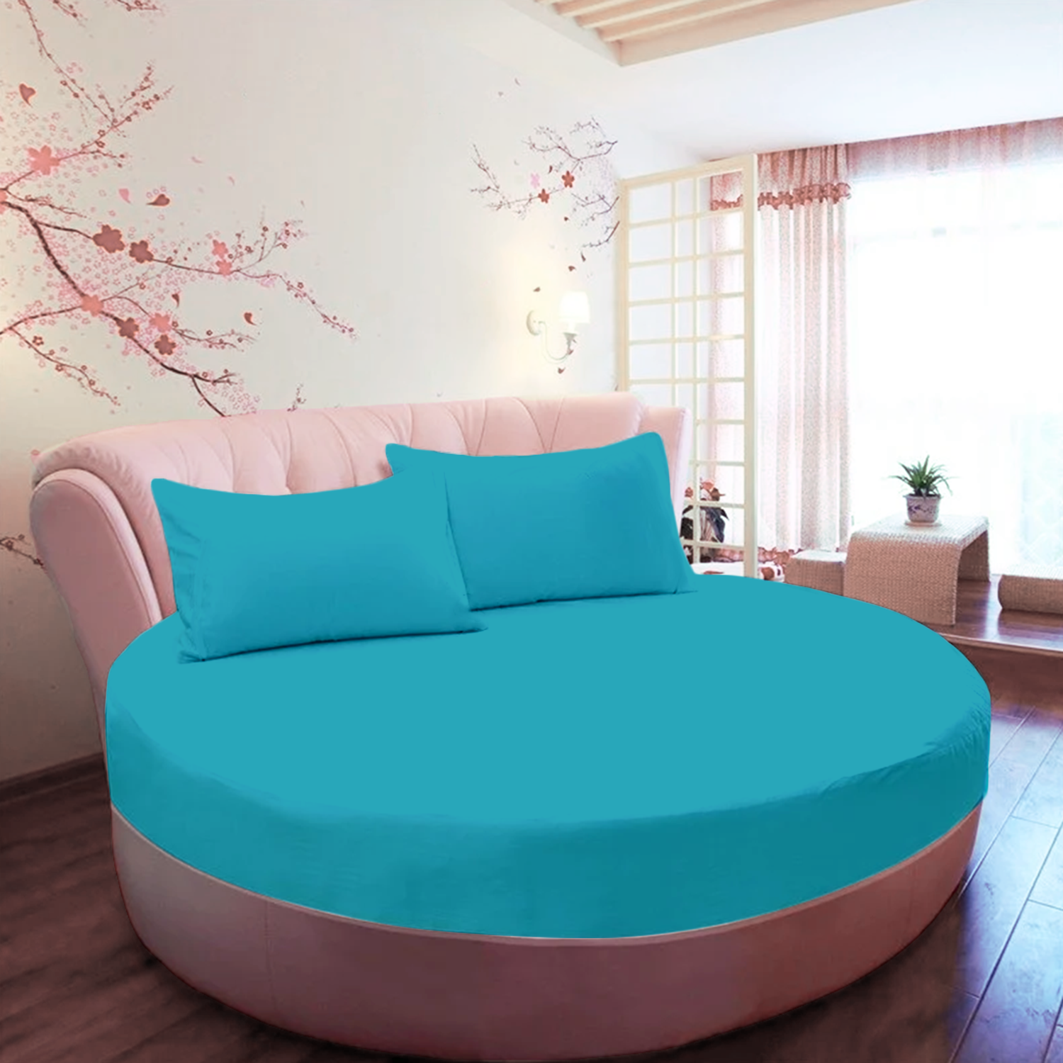 Turquoise Round Fitted Bed Sheets