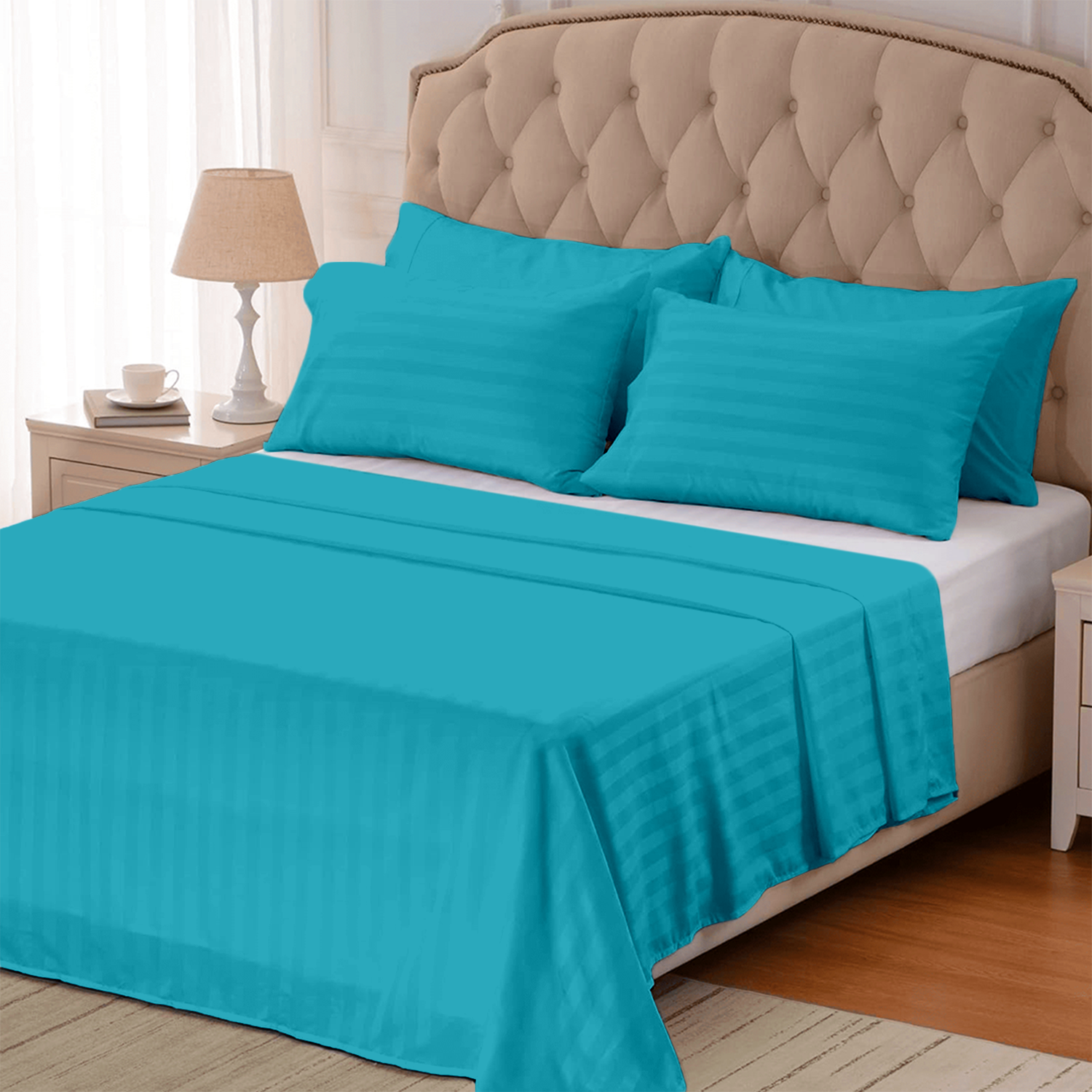 Turquoise Stripe Bed Sheets