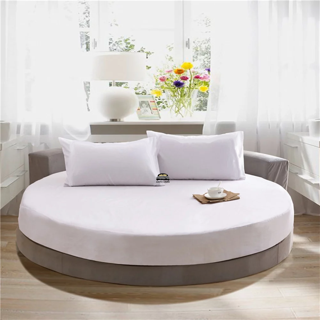 White Round Fitted Bed Sheets