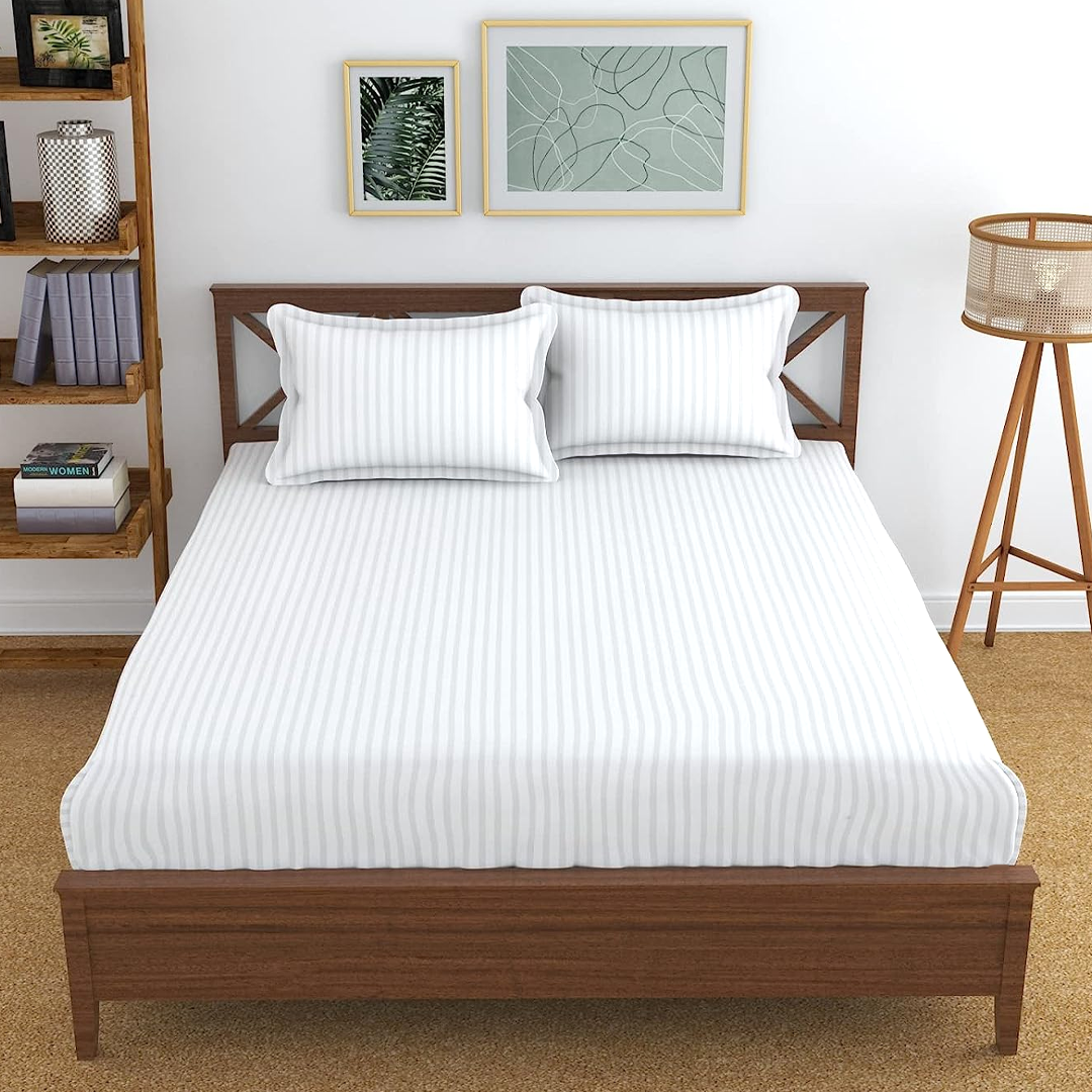 White Stripe Fitted Bedsheet