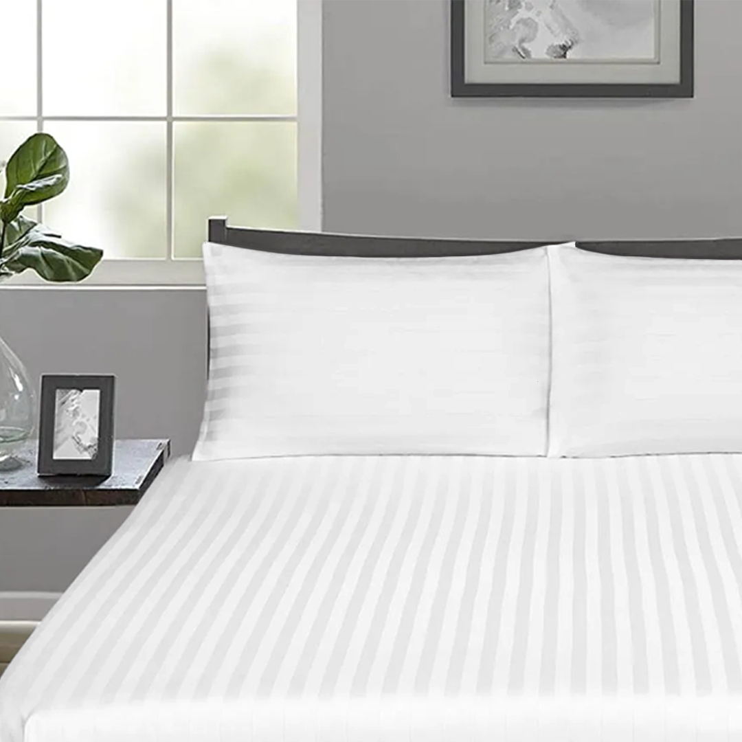 White Stripe Fitted Bedsheet