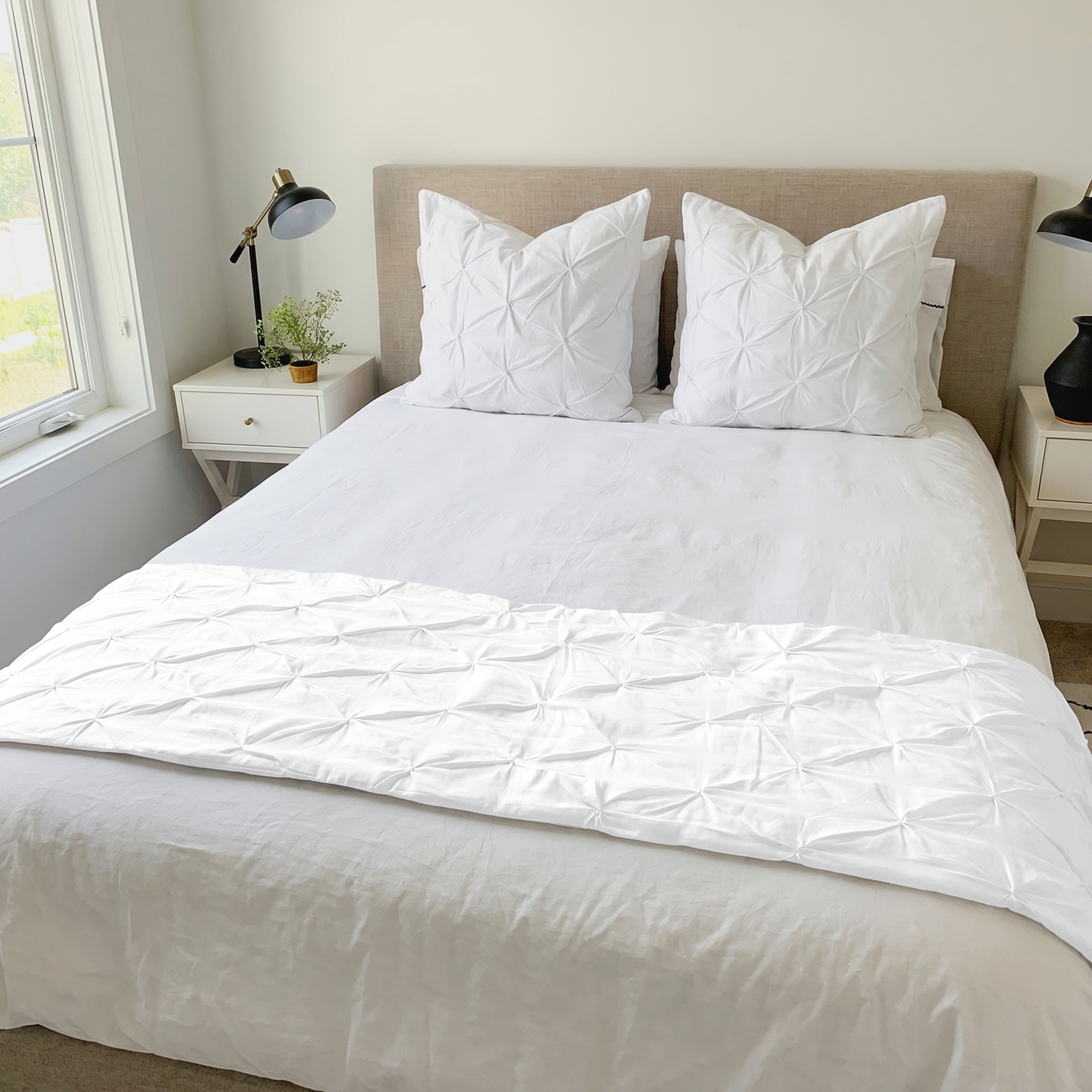 White Pinch Bed Runner