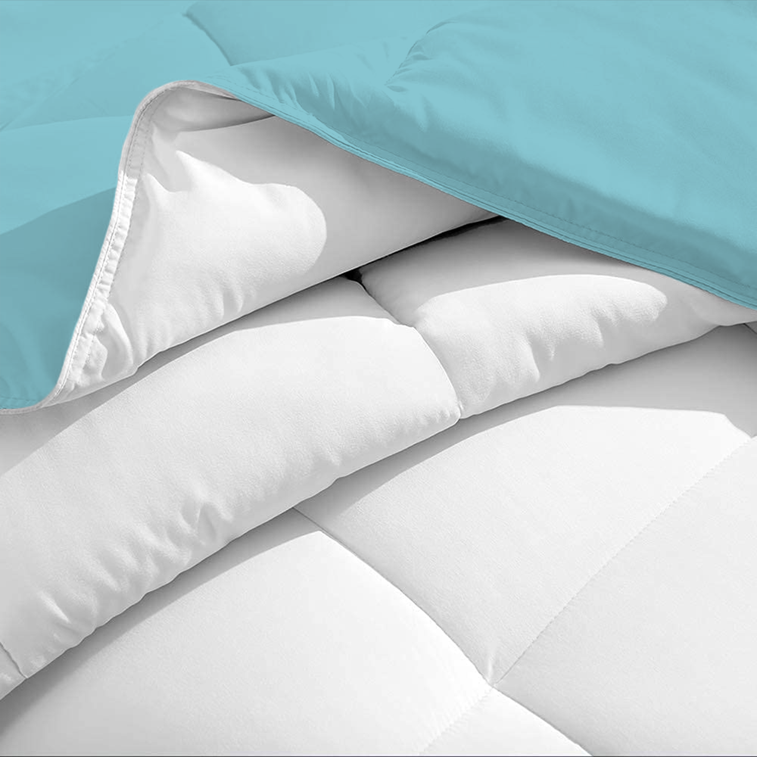 Aqua and White Reversible Comforter