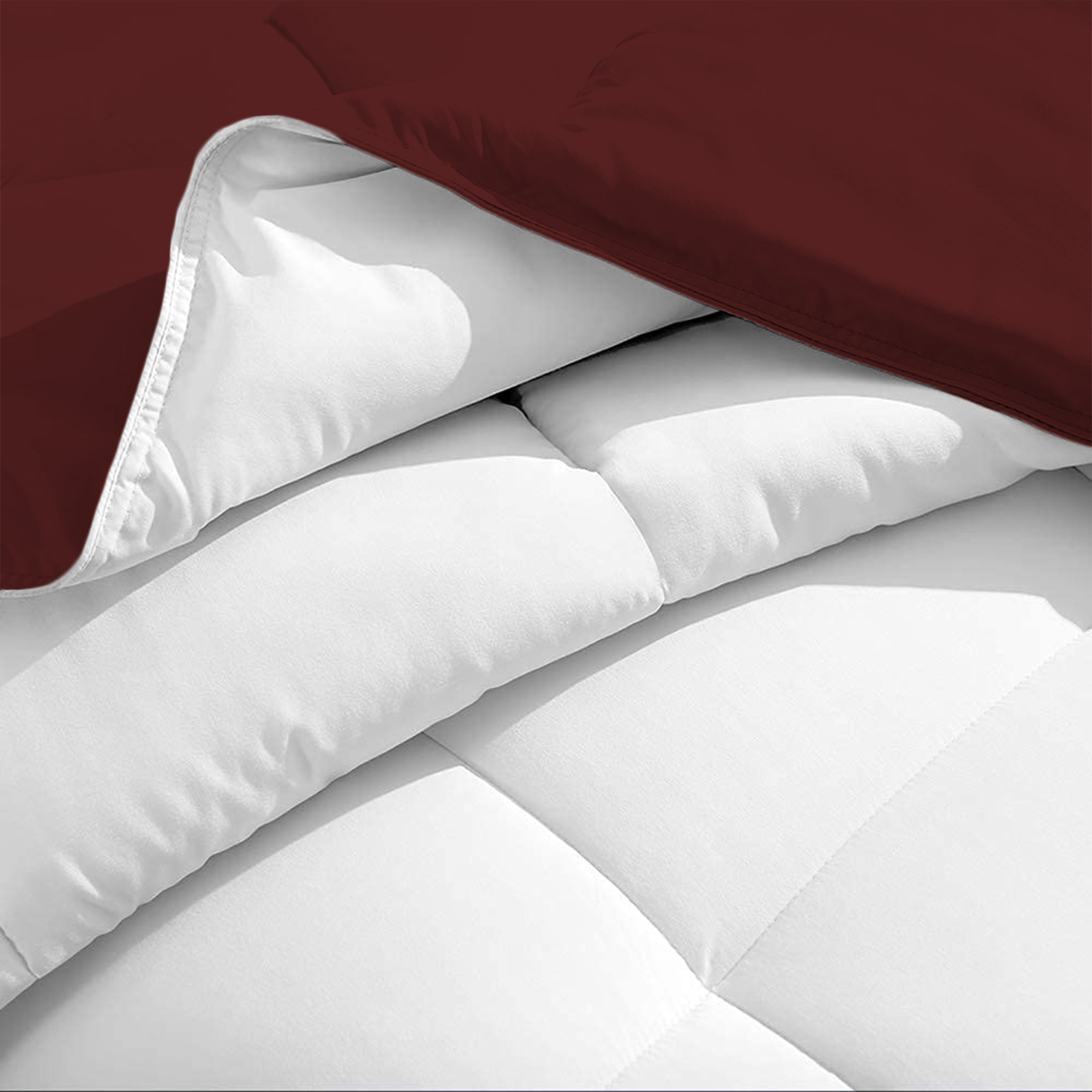 Burgundy and White Reversible Comforter