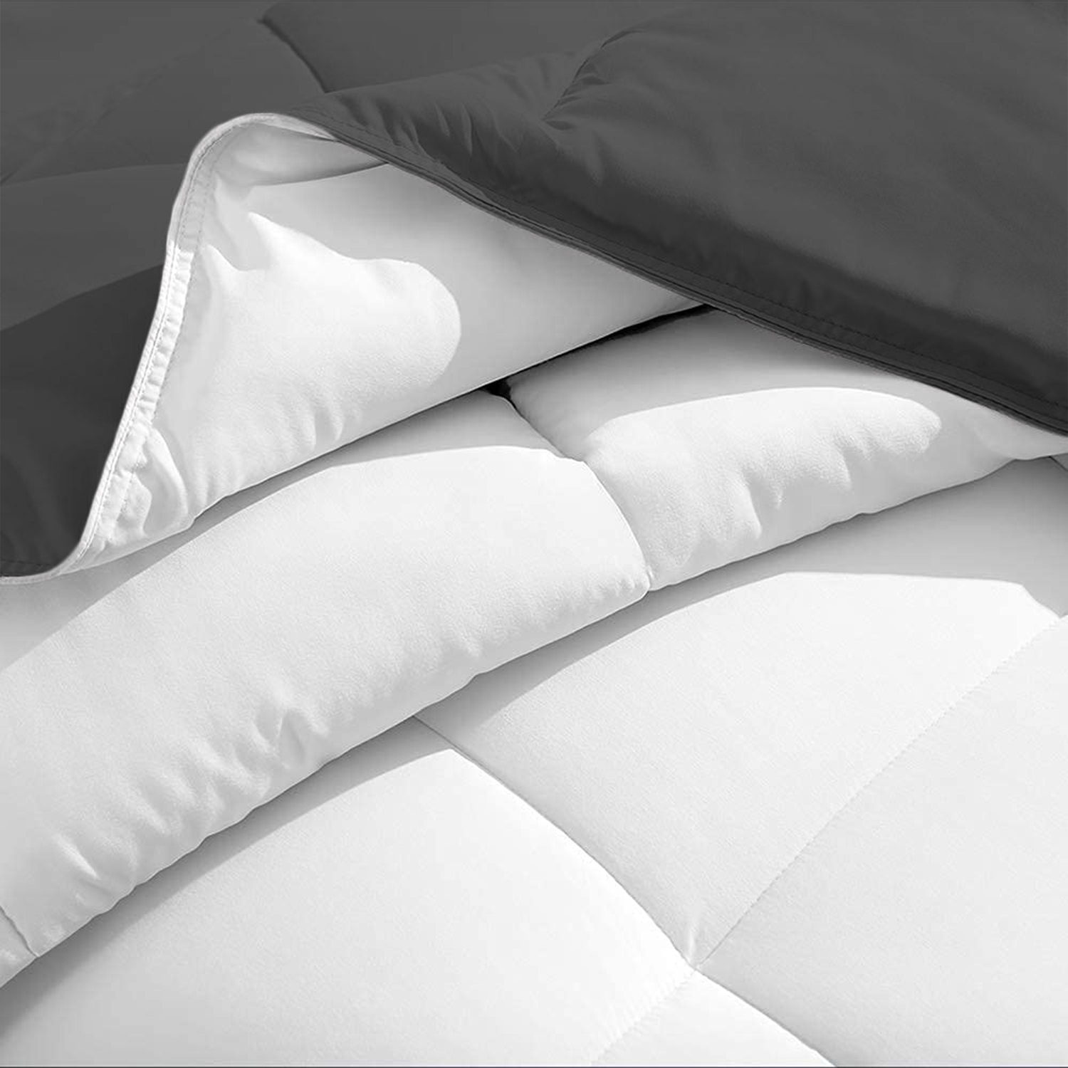 Dark Grey and White Reversible Comforter