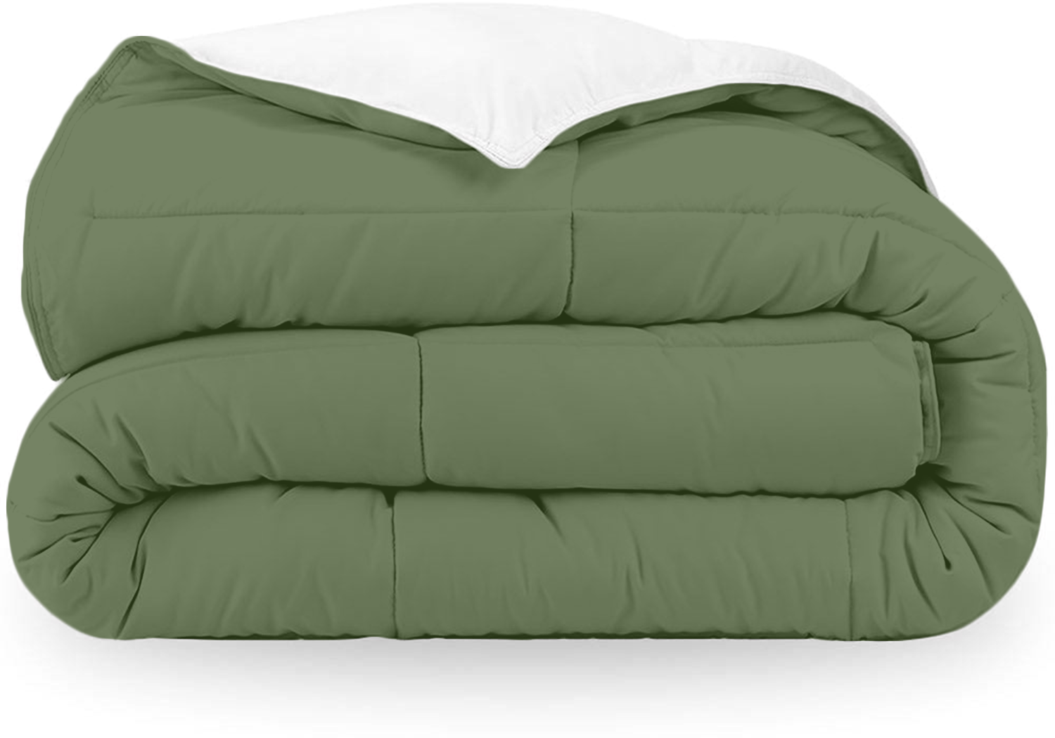 Moss Green and White Reversible Comforter