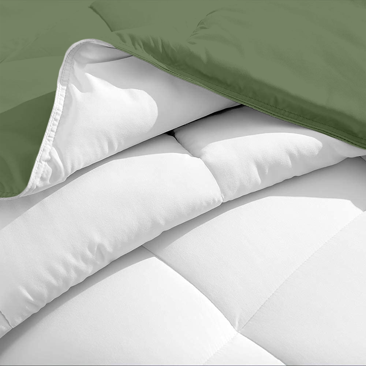 Moss Green and White Reversible Comforter