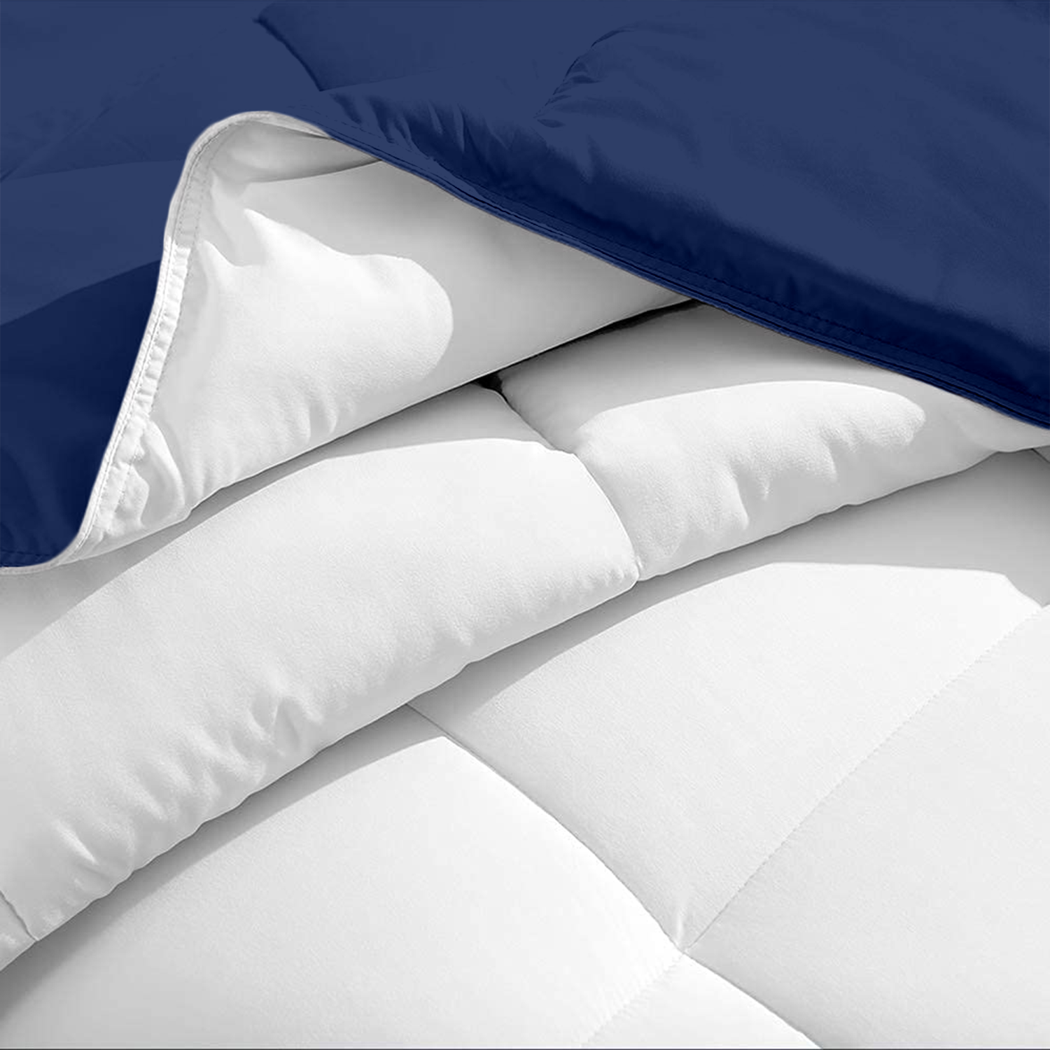 Royal Blue and White Microfiber Reversible Comforter