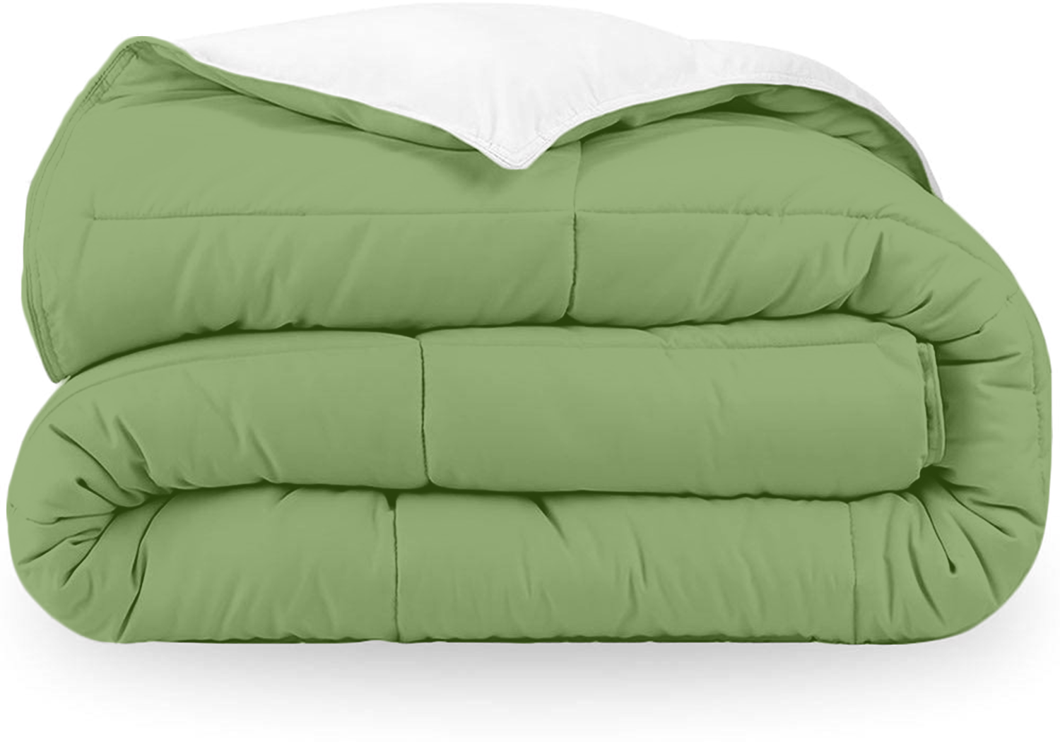 Sage Green and White Microfiber Reversible Comforter