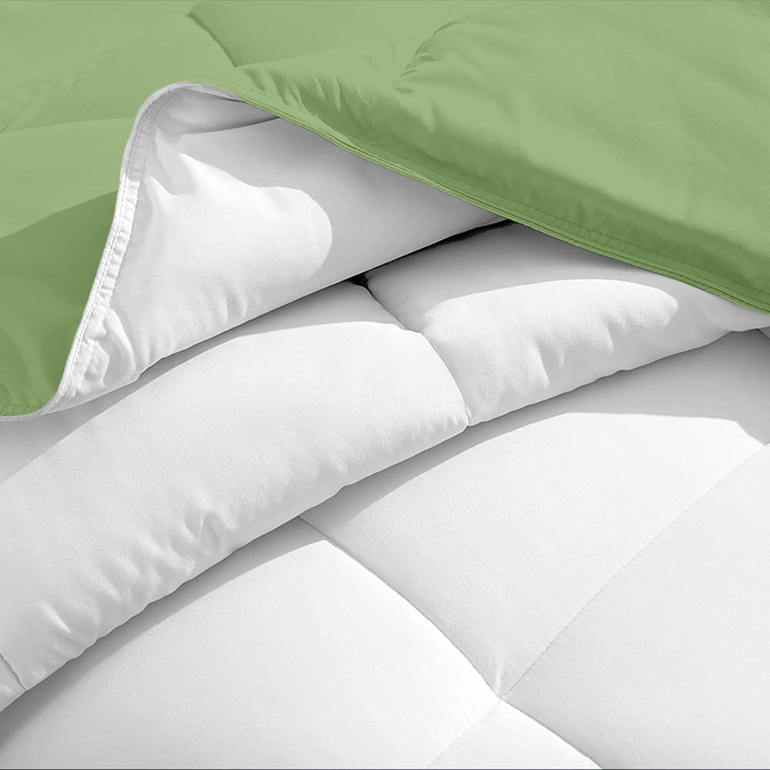 Sage Green and White Microfiber Reversible Comforter