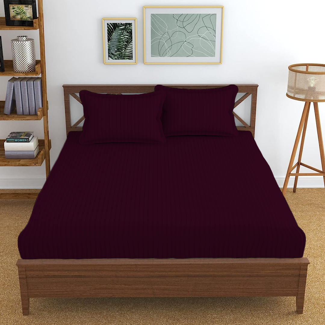 Wine Stripe Fitted Bedsheets