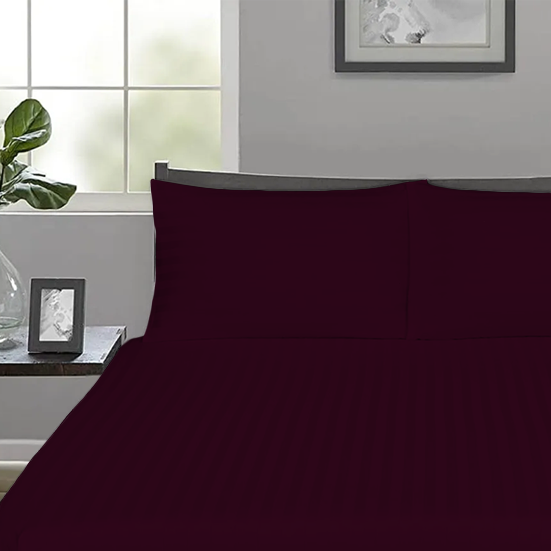 Wine Stripe Fitted Bedsheets