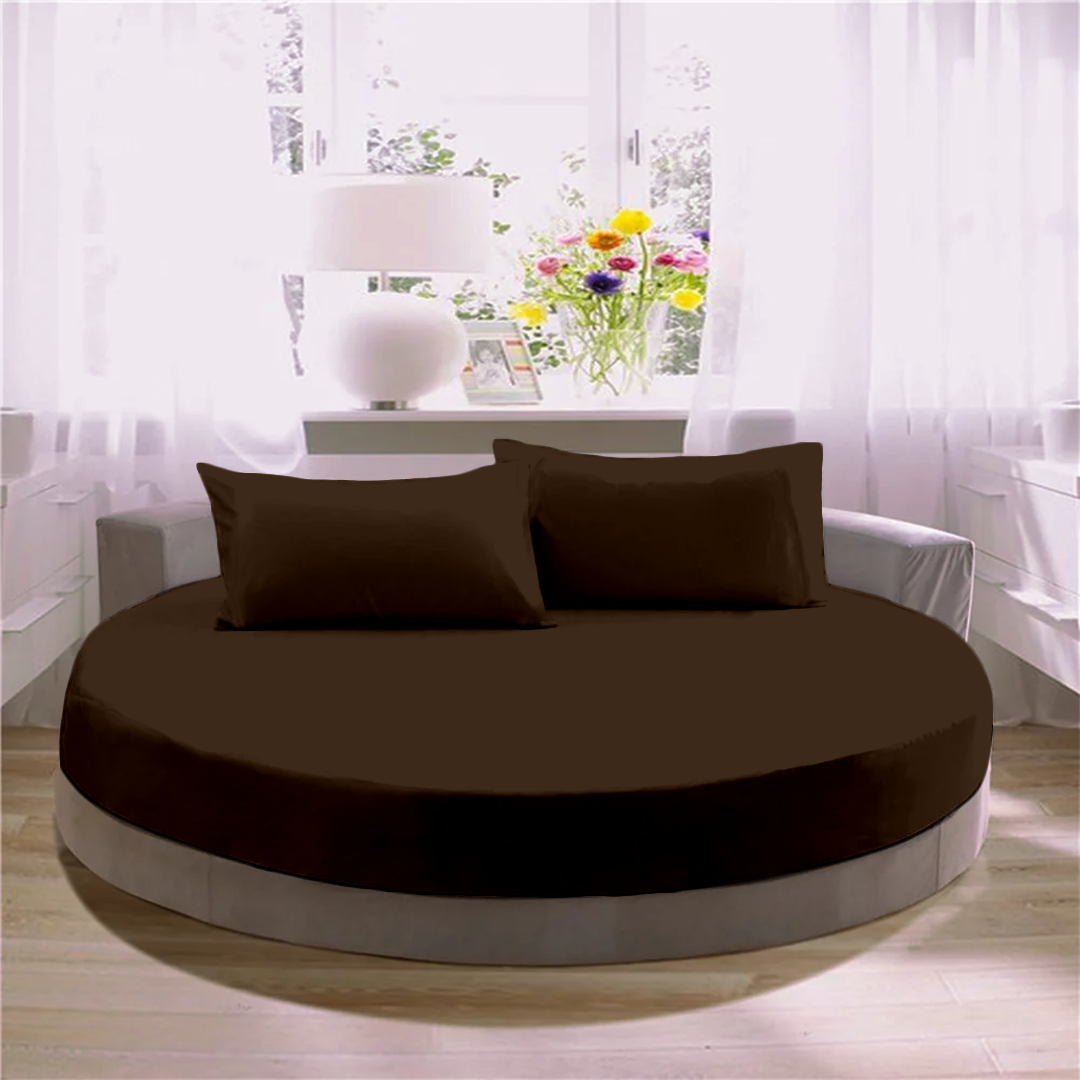 Chocolate Round Fitted Bed Sheets