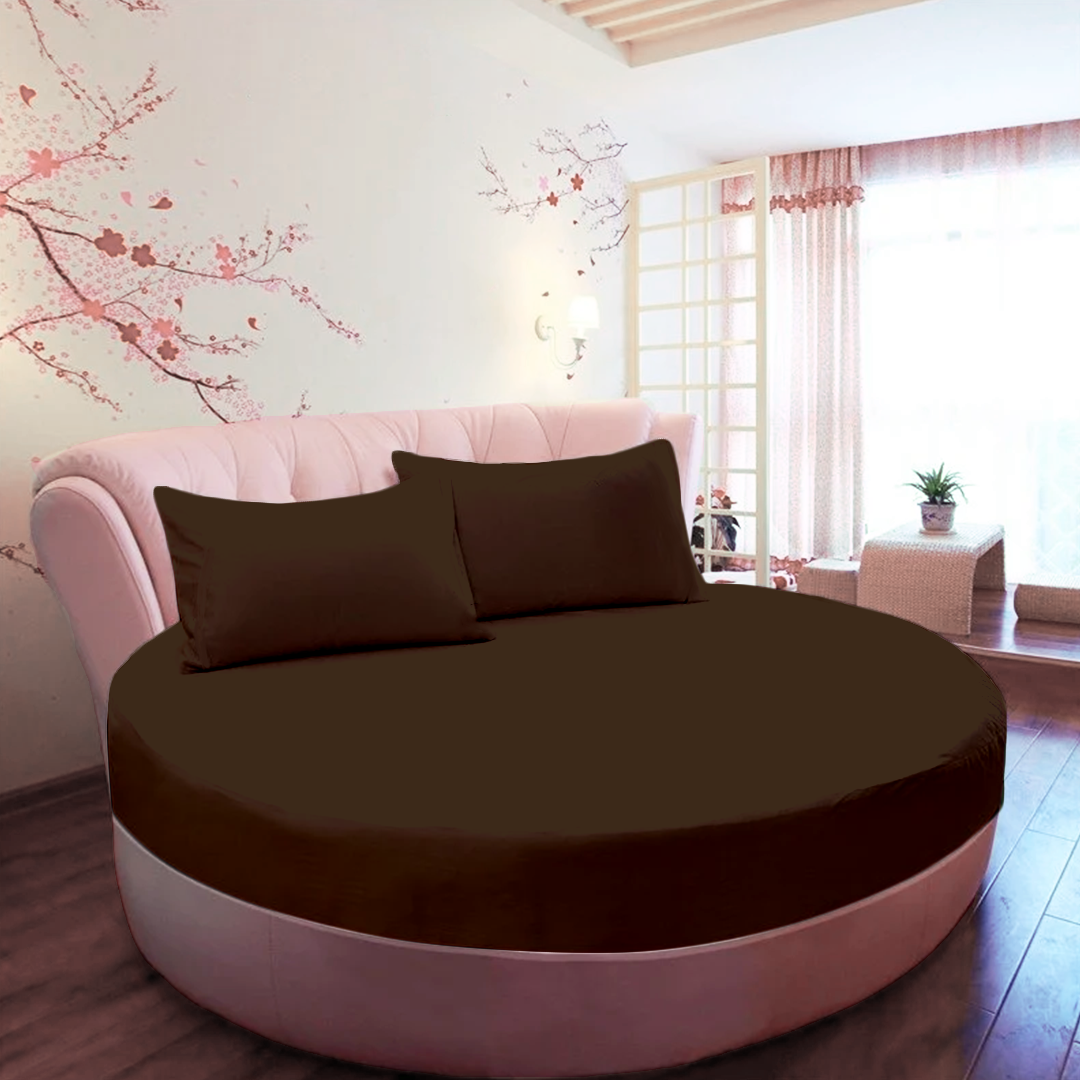 Chocolate Round Fitted Bed Sheets