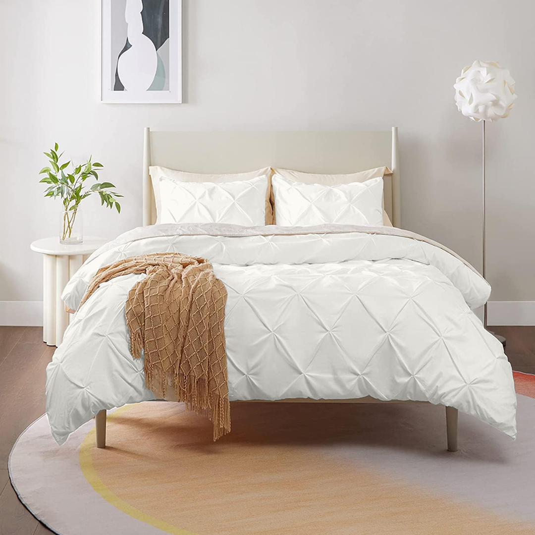 Ivory Pintuck Duvet Cover