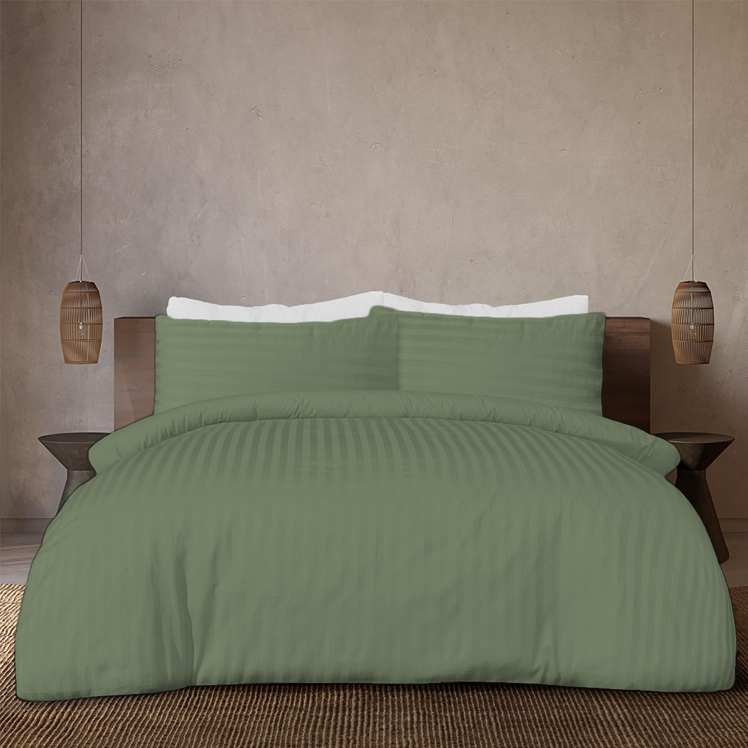 Moss Green Stripe Duvet Covers