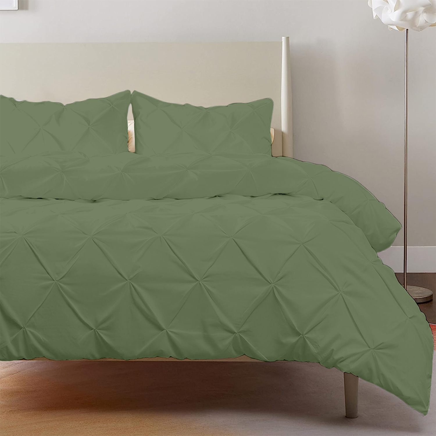 Moss Green Pintuck Duvet Covers