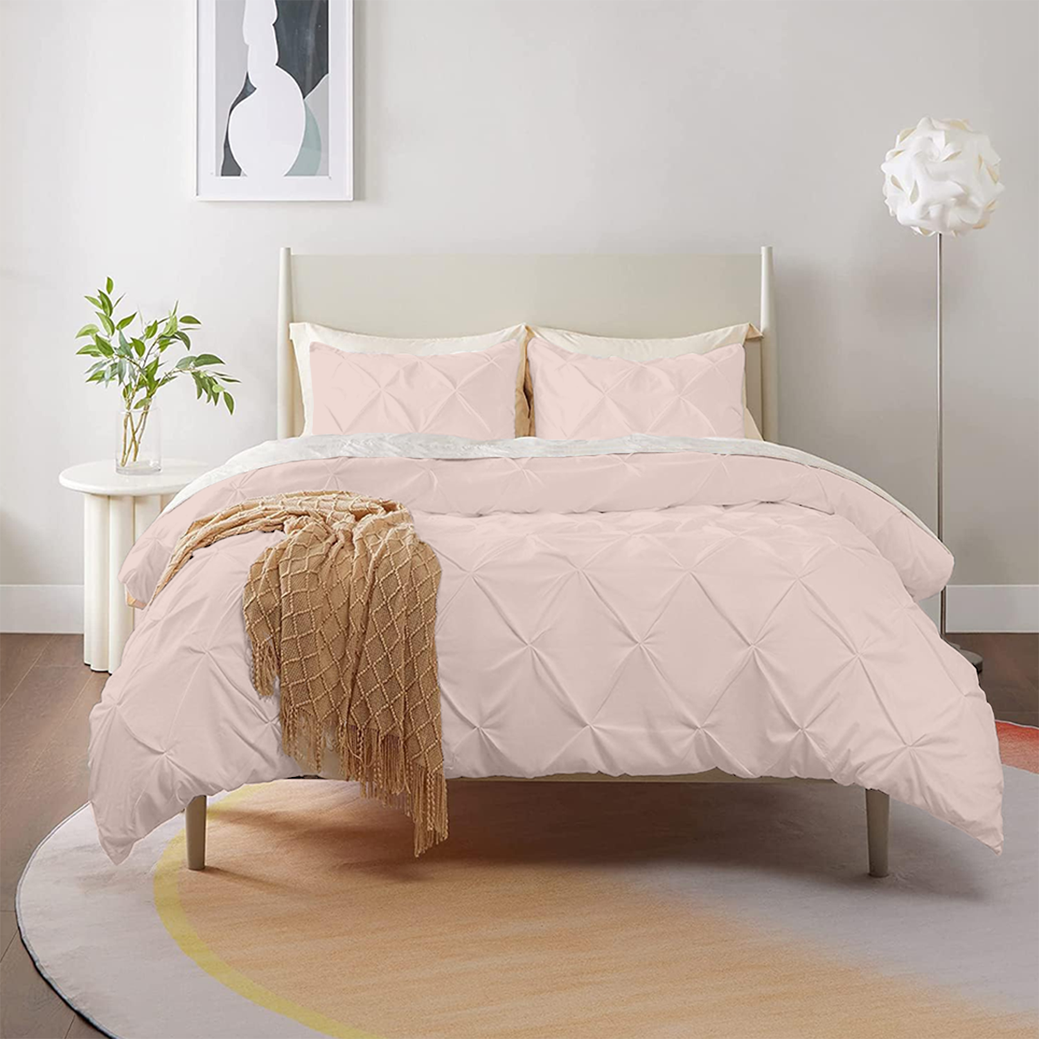 Peach Pintuck Duvet Covers